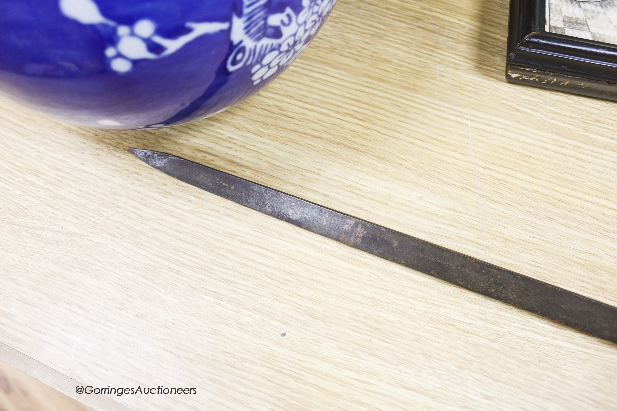 An 18th century style cup hilted sword, length 102cm